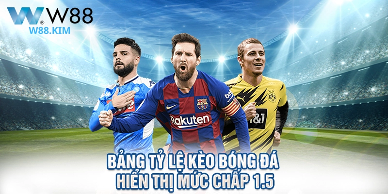 Bảng tỷ lệ kèo bóng đá hiển thị mức chấp 1.5