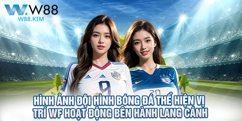 Hình ảnh đội hình bóng đá thể hiện vị trí WF hoạt động bên hành lang cánh