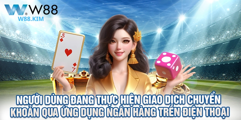 Người dùng đang thực hiện giao dịch chuyển khoản qua ứng dụng ngân hàng trên điện thoại