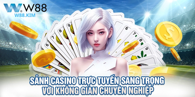 Sảnh casino trực tuyến sang trọng với không gian chuyên nghiệp
