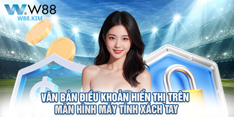 Văn bản điều khoản hiển thị trên màn hình máy tính xách tay